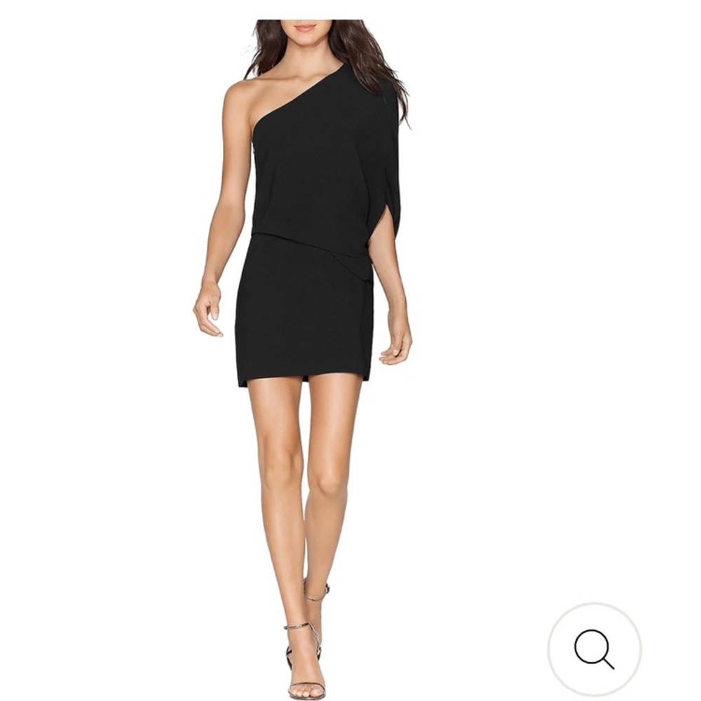 Laundry By Shelli Segal One Shoulder SZ 4 Mini Dress Black Hidden Side Zipper